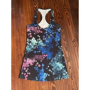 Lululemon Racerback Tank Top Womens Size 4 Active Black Floral Gym Yoga Running